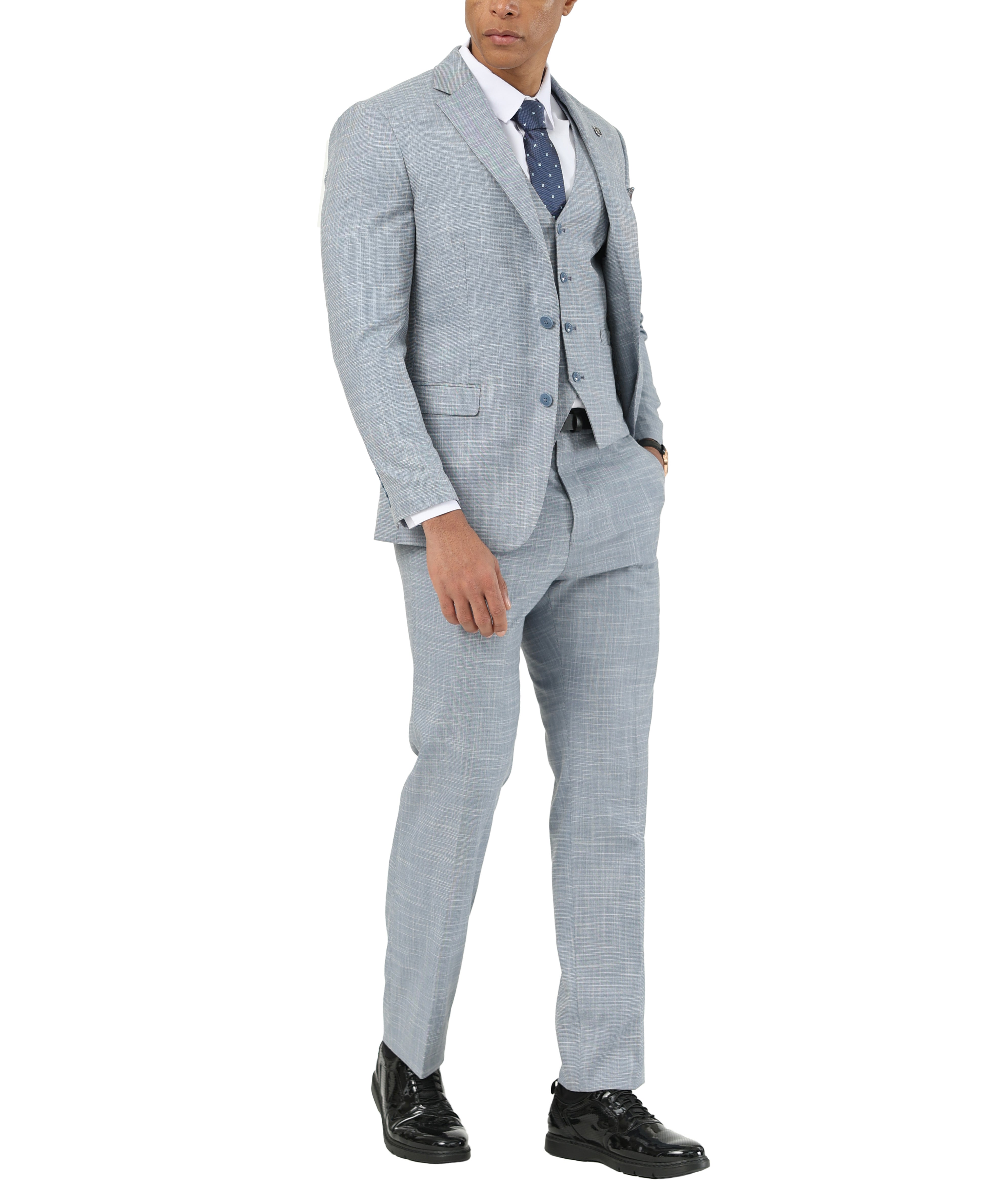 Mens Suit Crosshatch 3pc by Stacy Adams